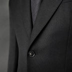 Blazer Half Lined Neapolitan Cut Black – Fabric and Detail Close-Up