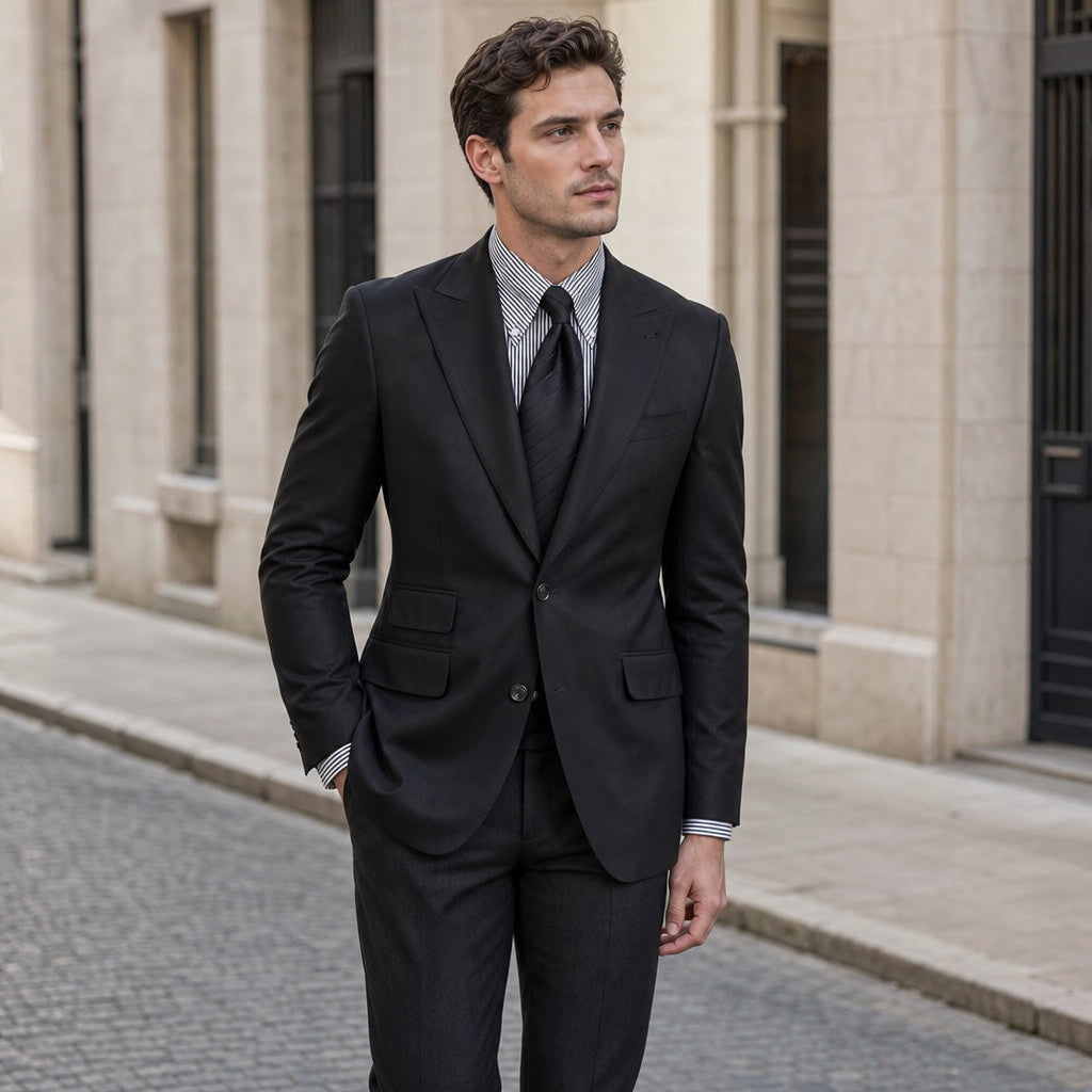 Blazer Half Lined Neapolitan Cut Black – Styled Editorial Shot
