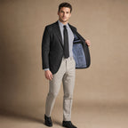 Blazer Half Lined Neapolitan Cut Black – Interior Lining Detail