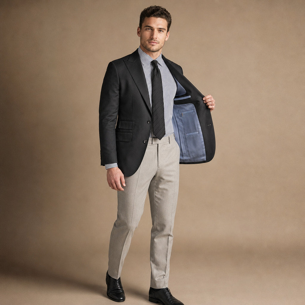 Blazer Half Lined Neapolitan Cut Black – Interior Lining Detail