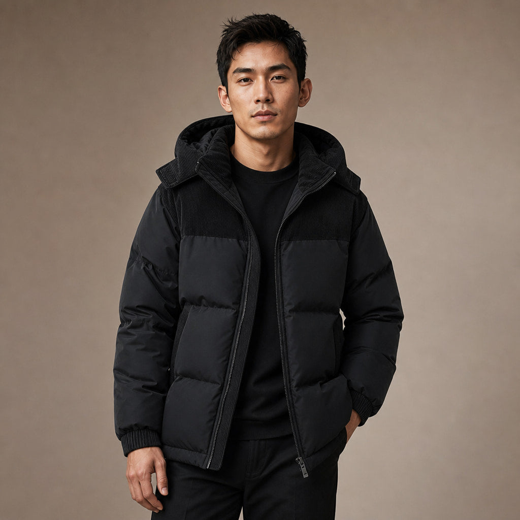 Long Puffer Coats Hooded Winter Jacket in Black – Tarlano Premium Menswear