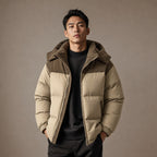 Long Puffer Coats Hooded Winter Jacket Khaki – Product Photo