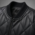 Quilted Leather Jacket Black Black – Fabric and Detail Close-Up