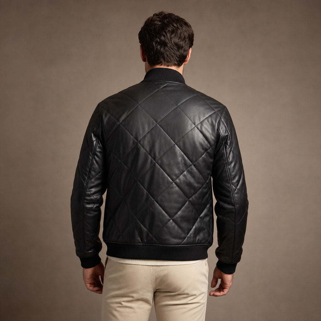 Quilted Leather Jacket Black Black – Full Look