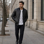 Quilted Leather Jacket Black Black – Styled Editorial Shot