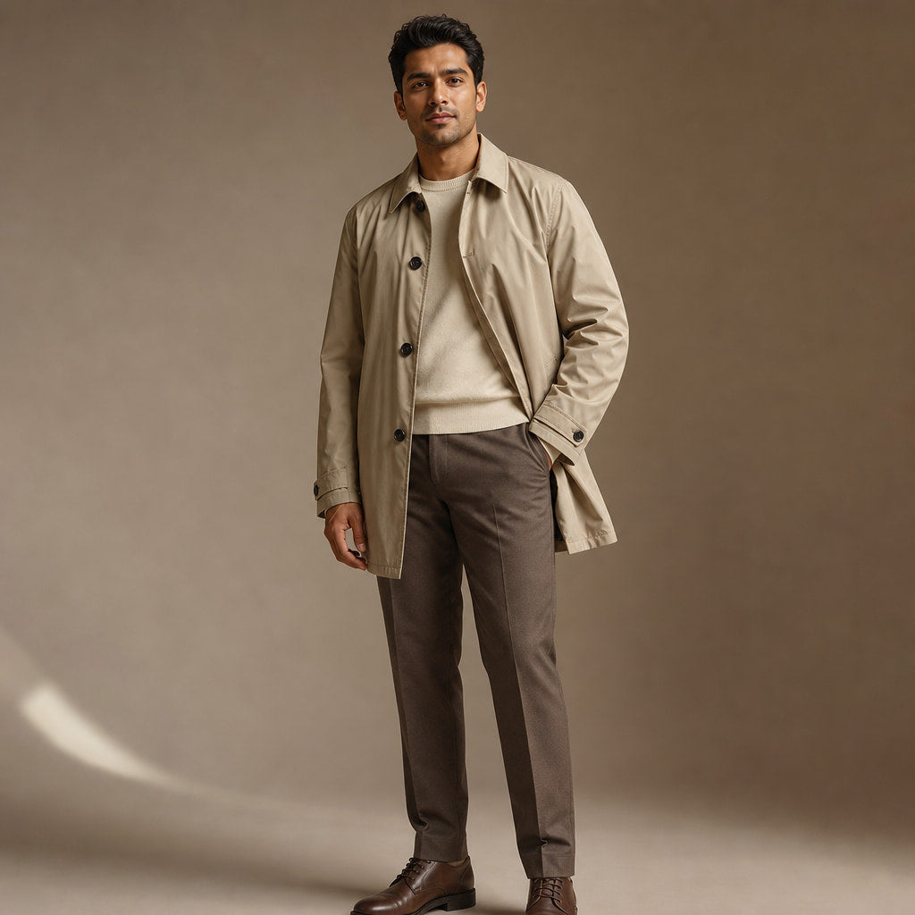 Coats Water-Resistant Quilted Lining Windproof Beige – Side Angle View