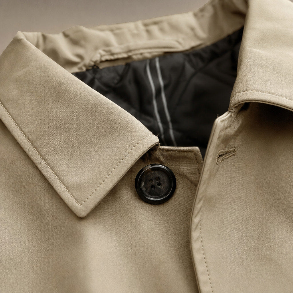 Coats Water-Resistant Quilted Lining Windproof Beige – Fabric and Detail Close-Up