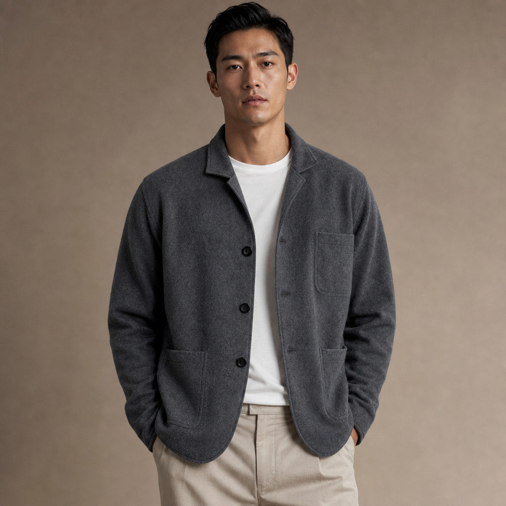 Blazer Relaxed Fit Unstructured Casual Dark Gray – Product Photo