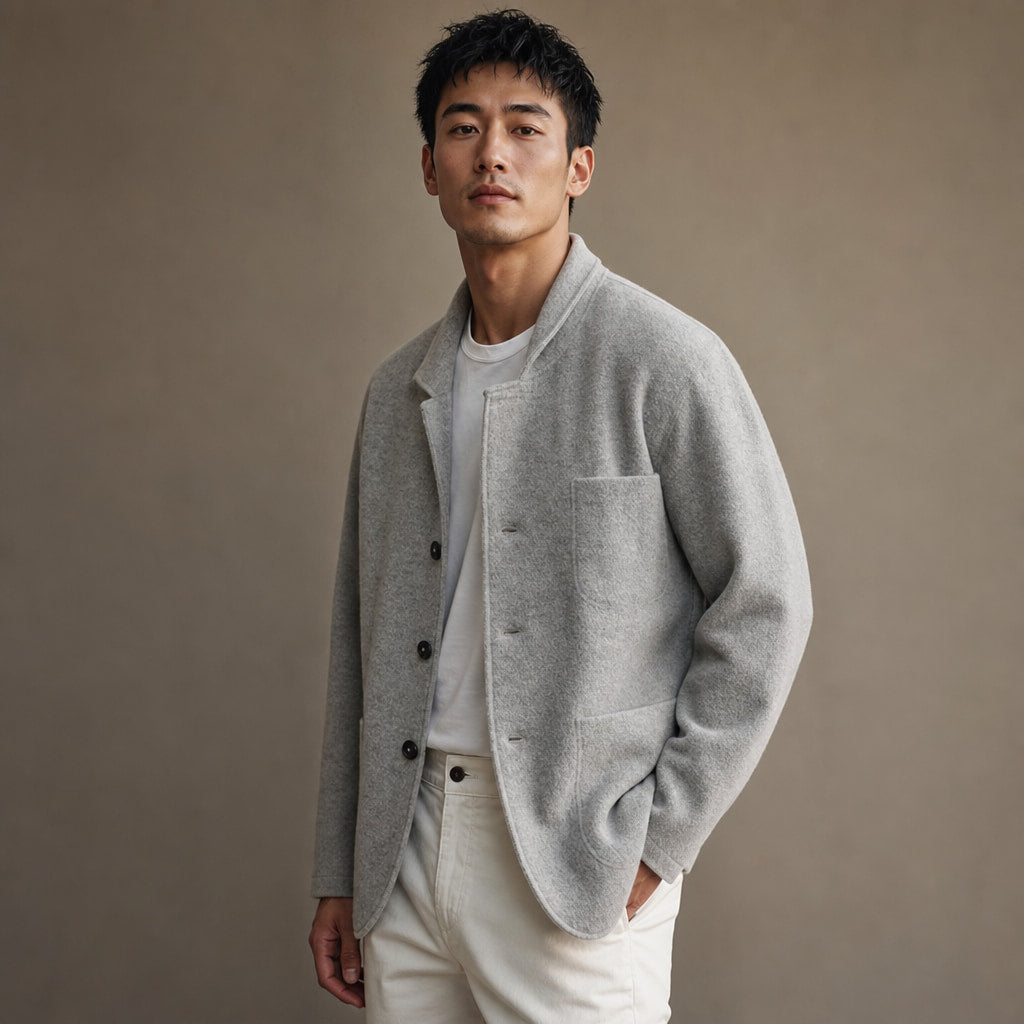 Blazer Relaxed Fit Unstructured Casual Gray – Side Angle View