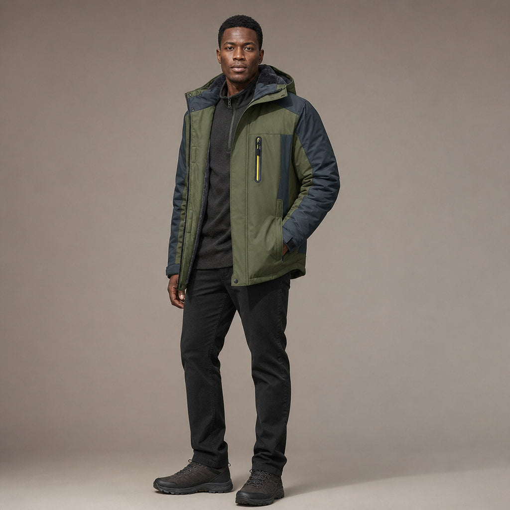 Coats Windbreaker Water-Resistant Removable Hood Green – Side Angle View