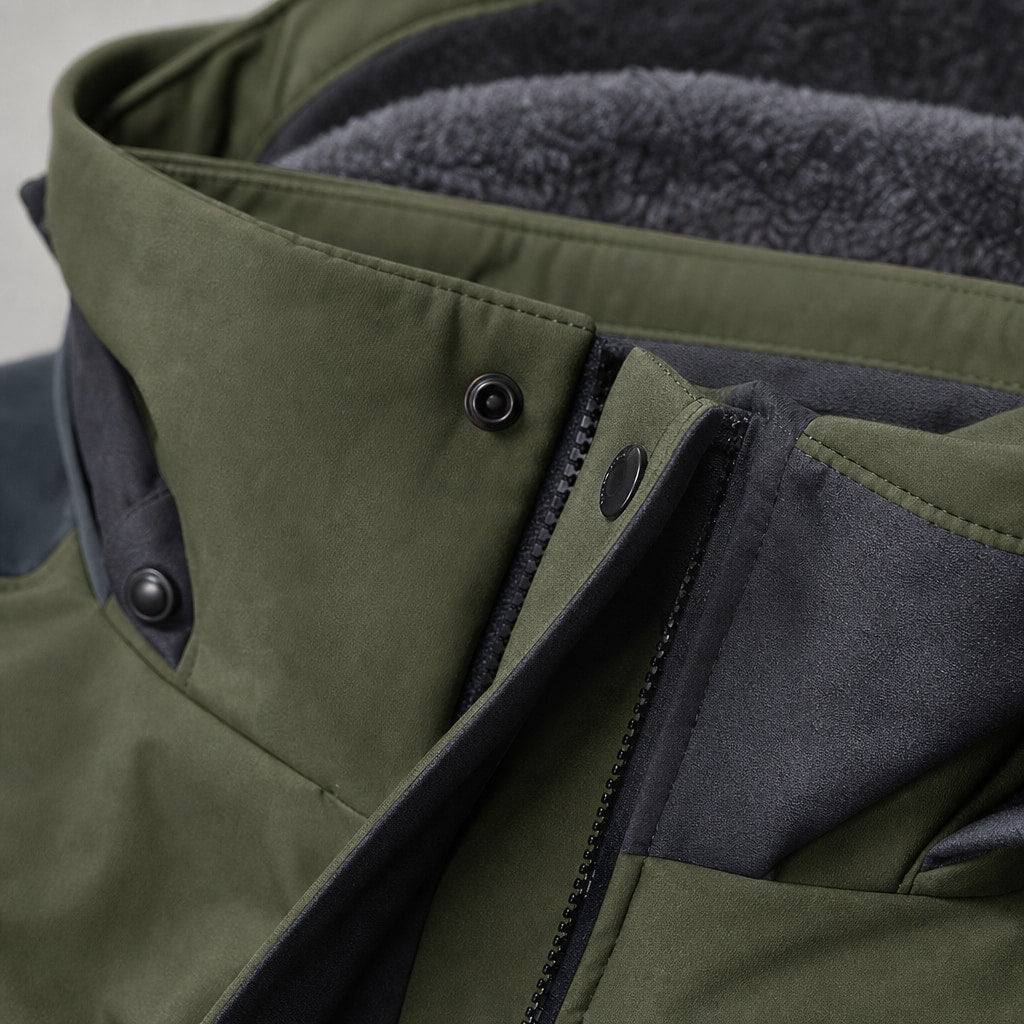 Coats Windbreaker Water-Resistant Removable Hood Green – Fabric and Detail Close-Up