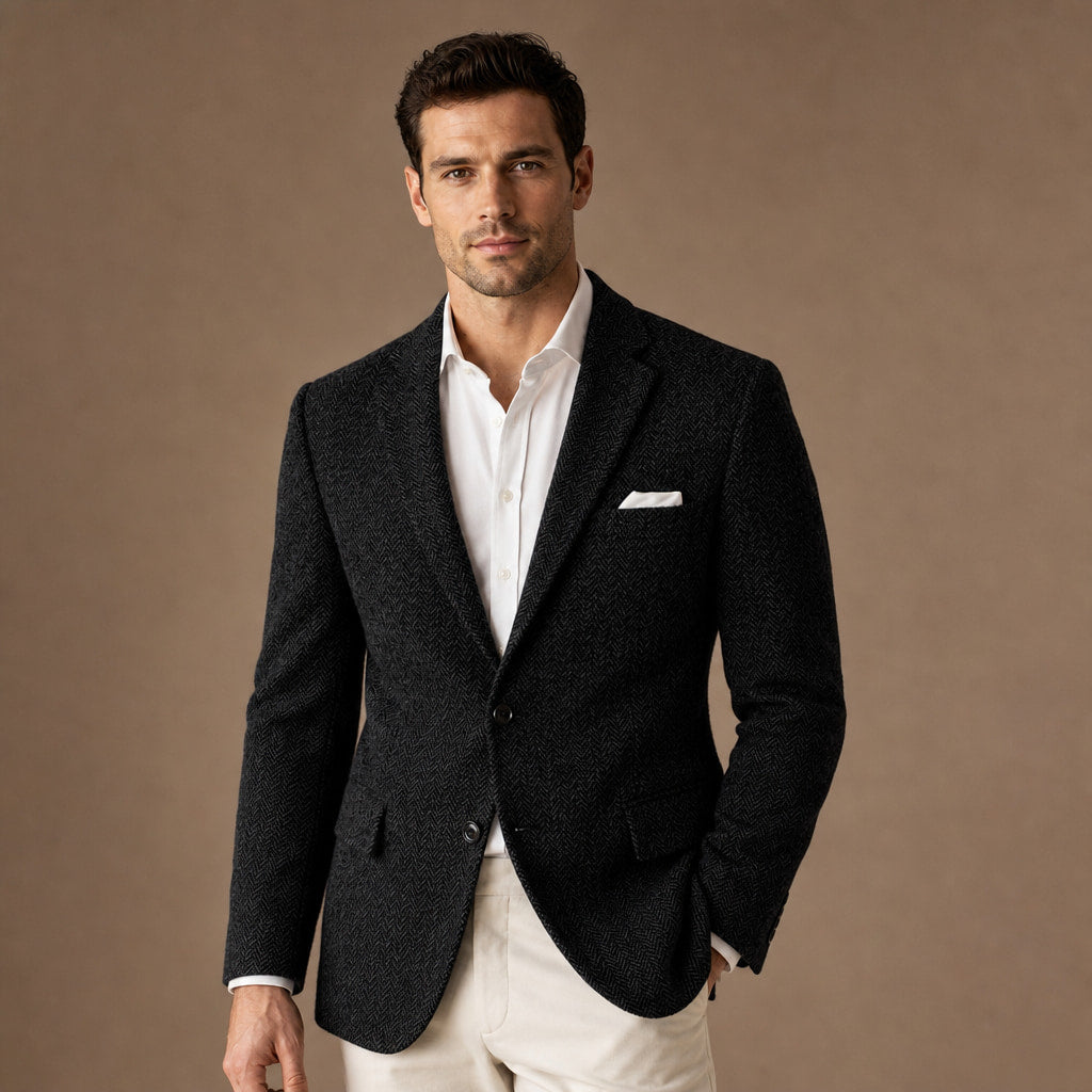 Herringbone Blazer Slim Fit Black – Product Photo