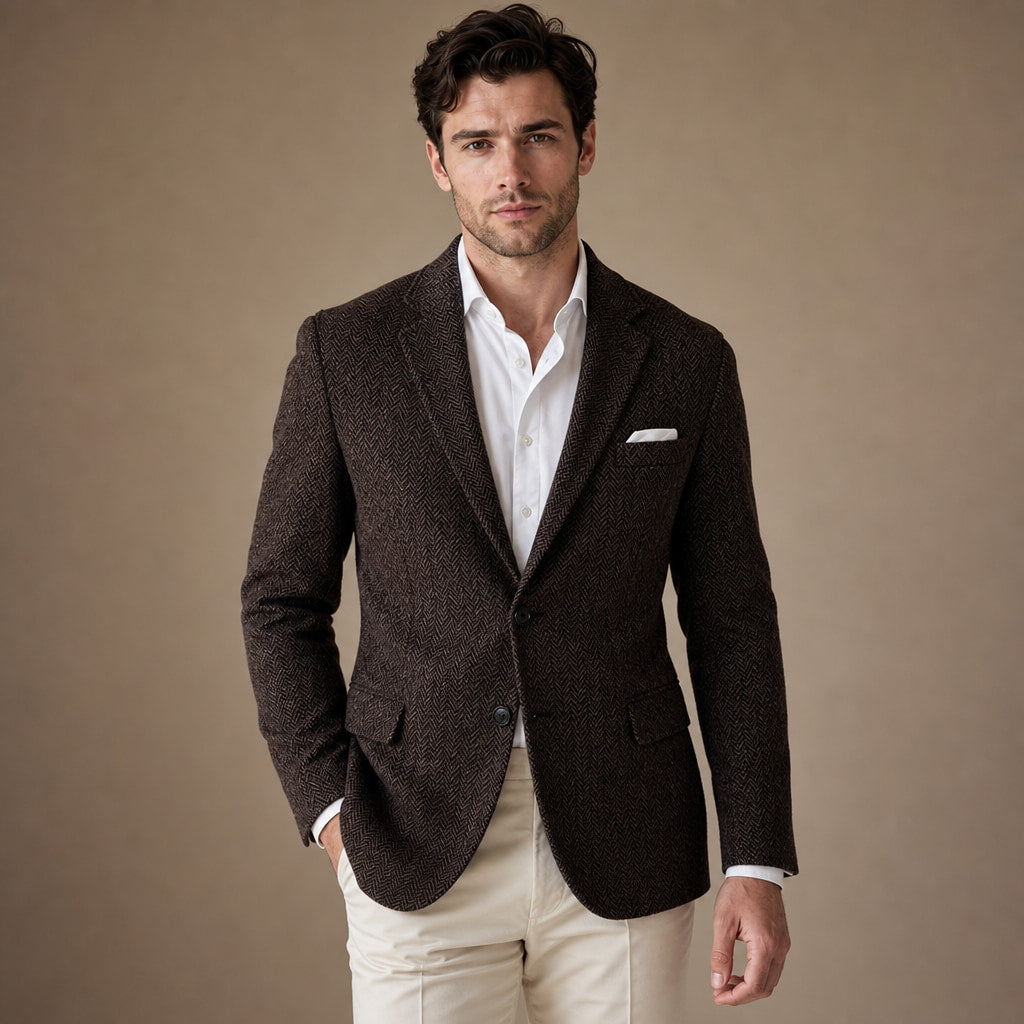 Herringbone Blazer Slim Fit Coffee – Product Photo