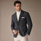 Herringbone Blazer Slim Fit Dark Gray – Side Angle View
