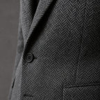 Herringbone Blazer Slim Fit Dark Gray – Fabric and Detail Close-Up