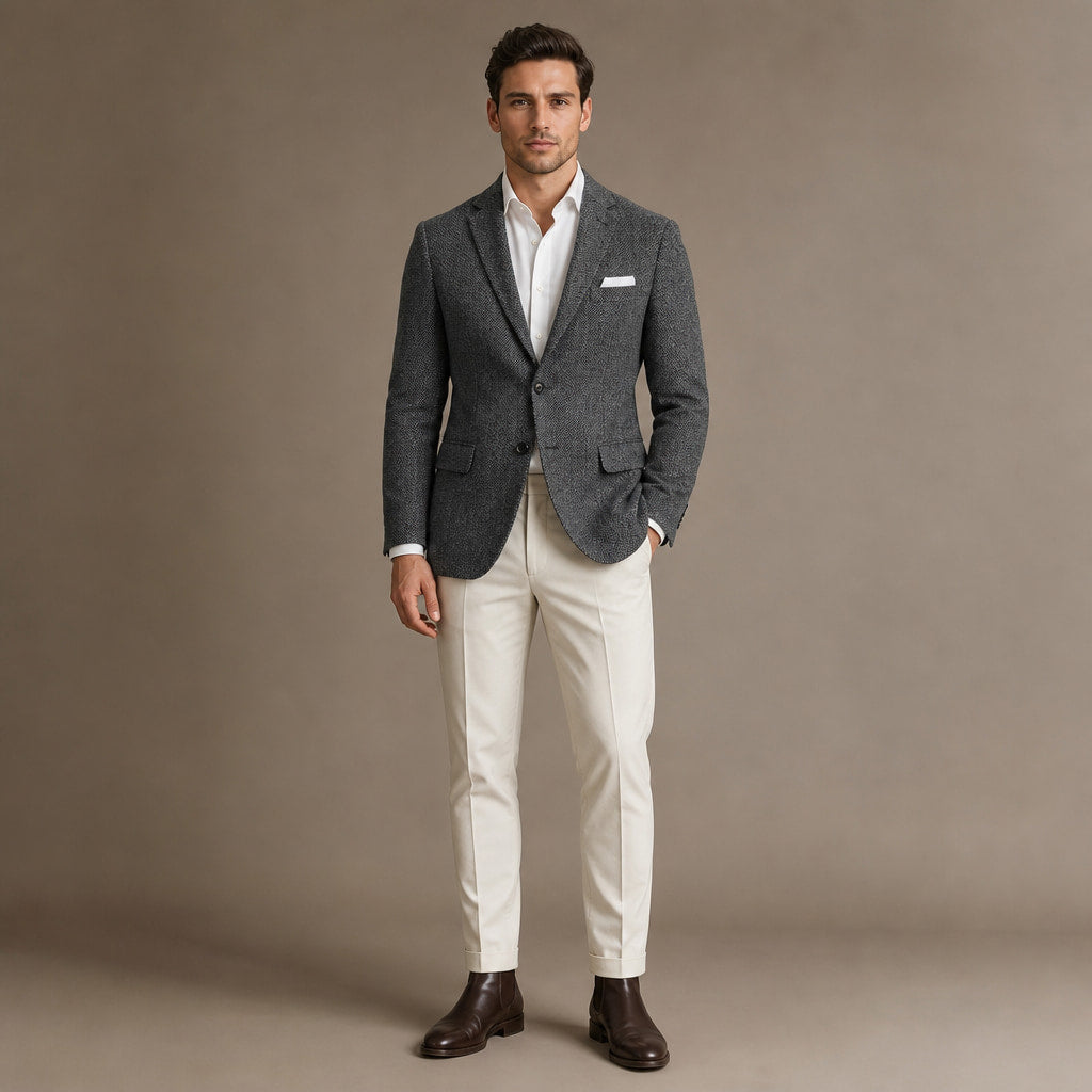 Herringbone Blazer Slim Fit Dark Gray – Full Look