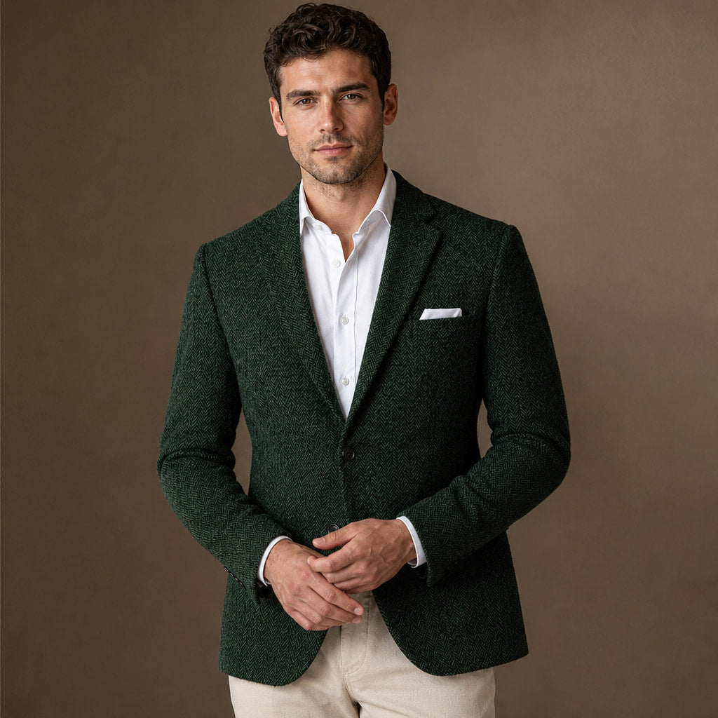 Herringbone Blazer Slim Fit Dark Green – Product Photo
