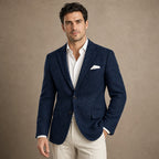 Herringbone Blazer Slim Fit in Navy – Tarlano Premium Menswear