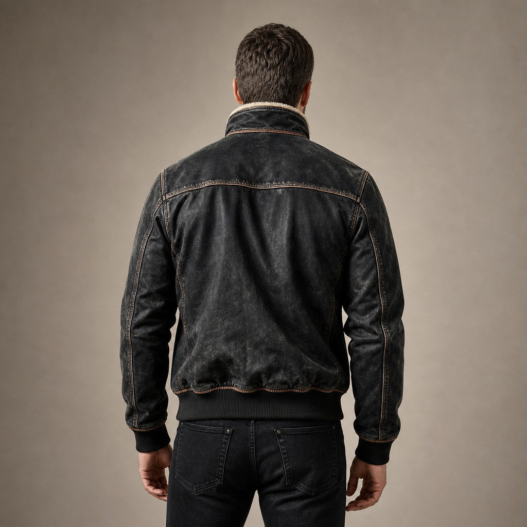 Coats Faux Leather Sherpa Lined Vintage Black Black – Full Look