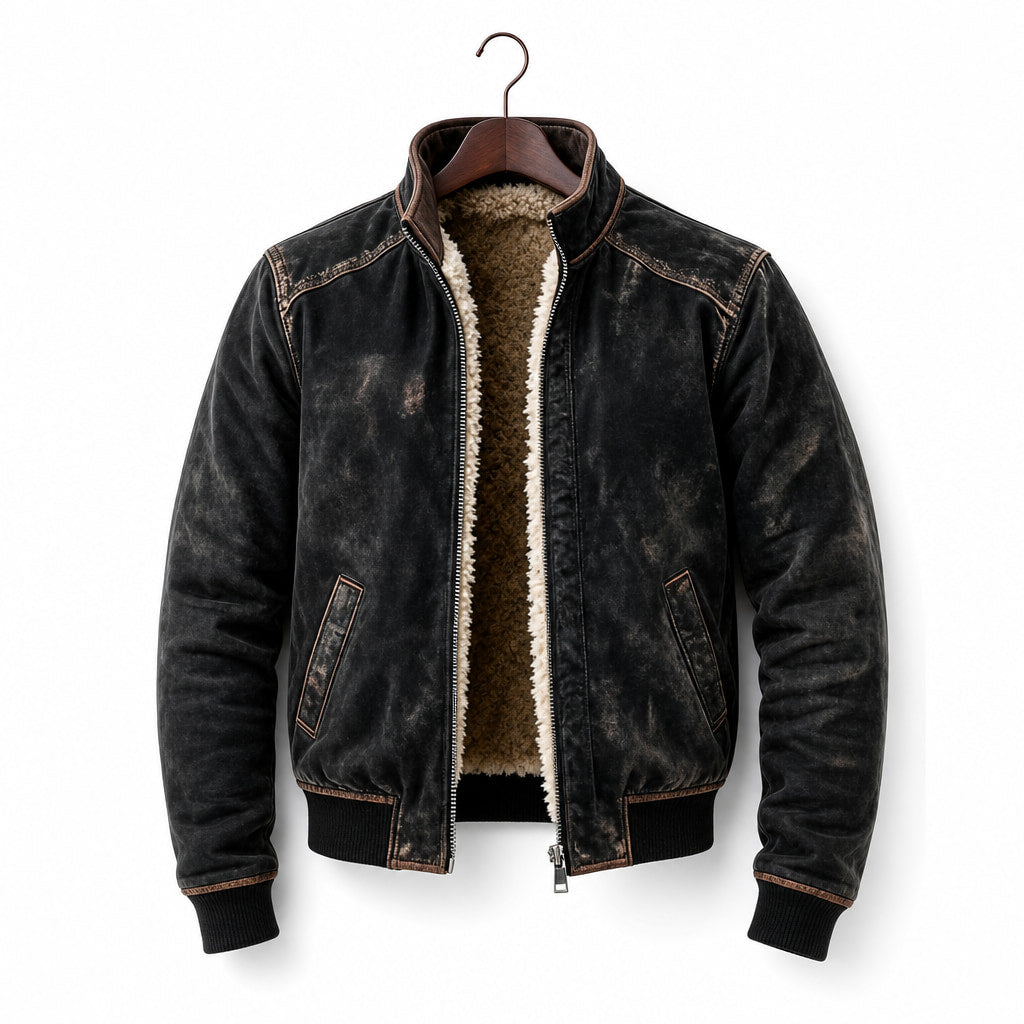 Coats Faux Leather Sherpa Lined Vintage Black Black – Product Photo