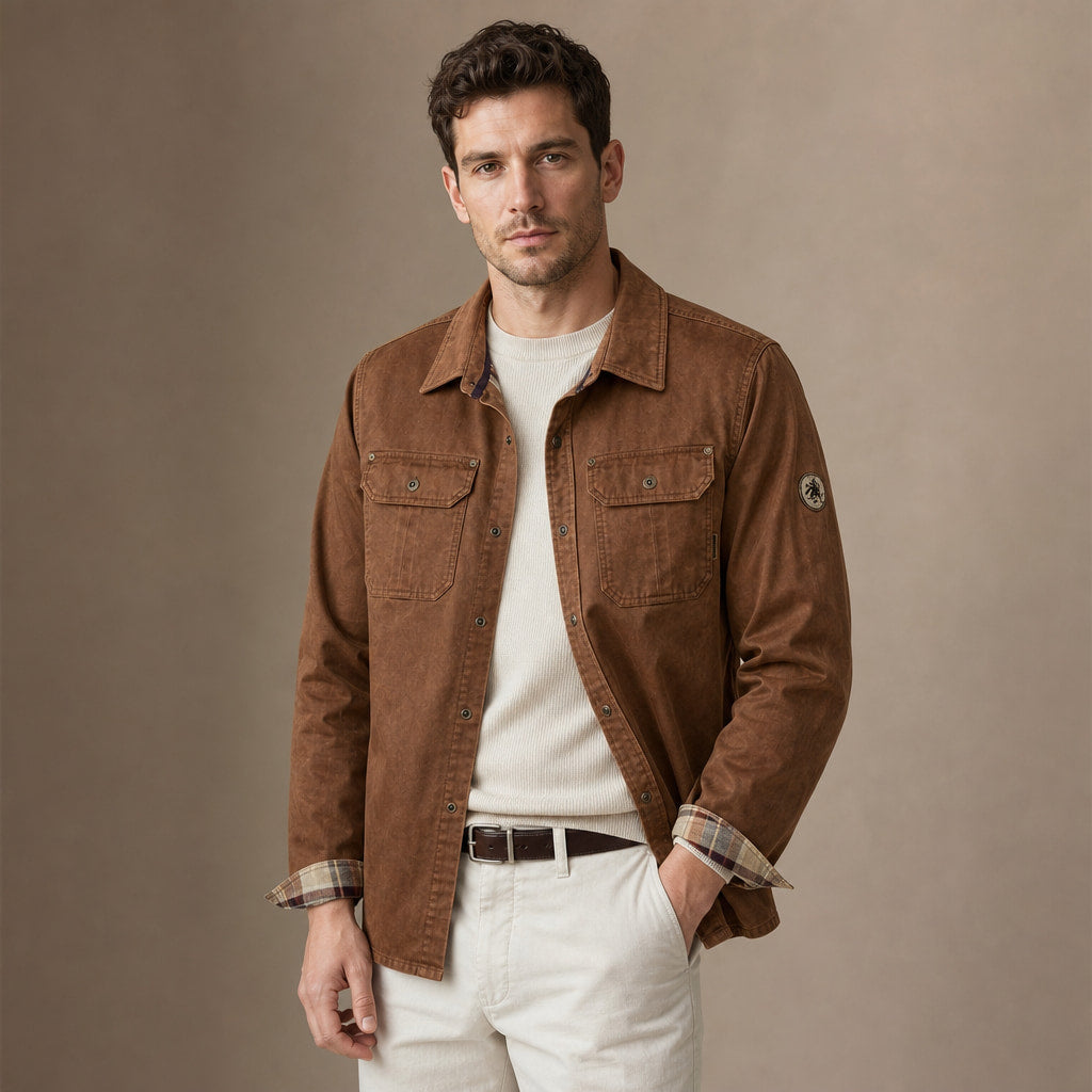 Wax Jacket Waxed Cotton Regular Fit Brown – Product Photo