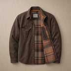 Wax Jacket Waxed Cotton Regular Fit Dark Brown – Flat Lay Product Photo