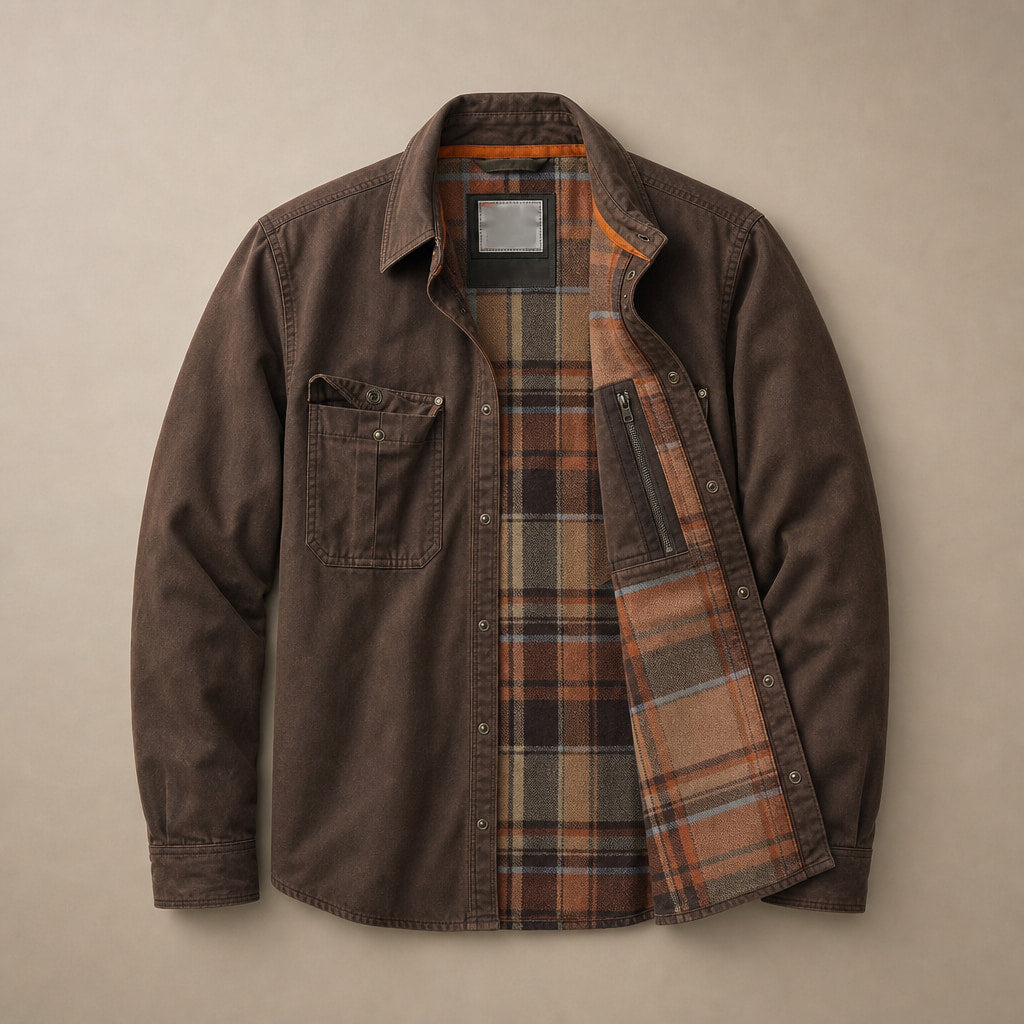 Wax Jacket Waxed Cotton Regular Fit Dark Brown – Flat Lay Product Photo
