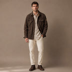 Wax Jacket Waxed Cotton Regular Fit Dark Brown – Full Look