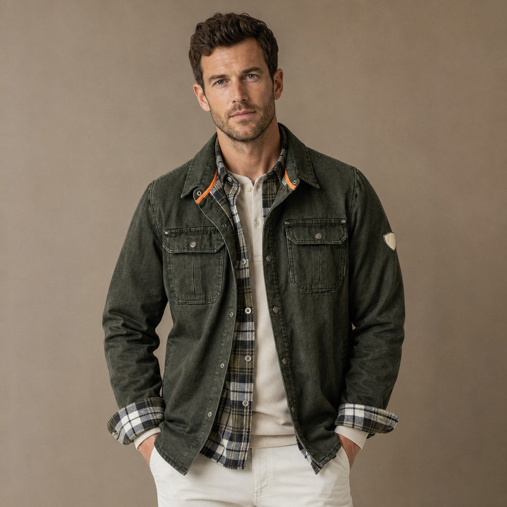 Wax Jacket Waxed Cotton Regular Fit Green – Product Photo