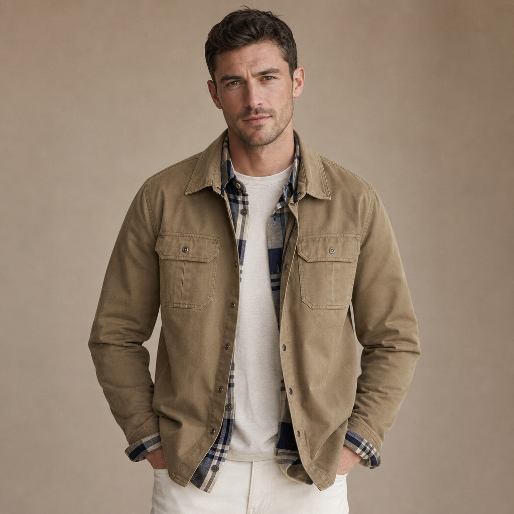 Wax Jacket Waxed Cotton Regular Fit Khaki – Product Photo