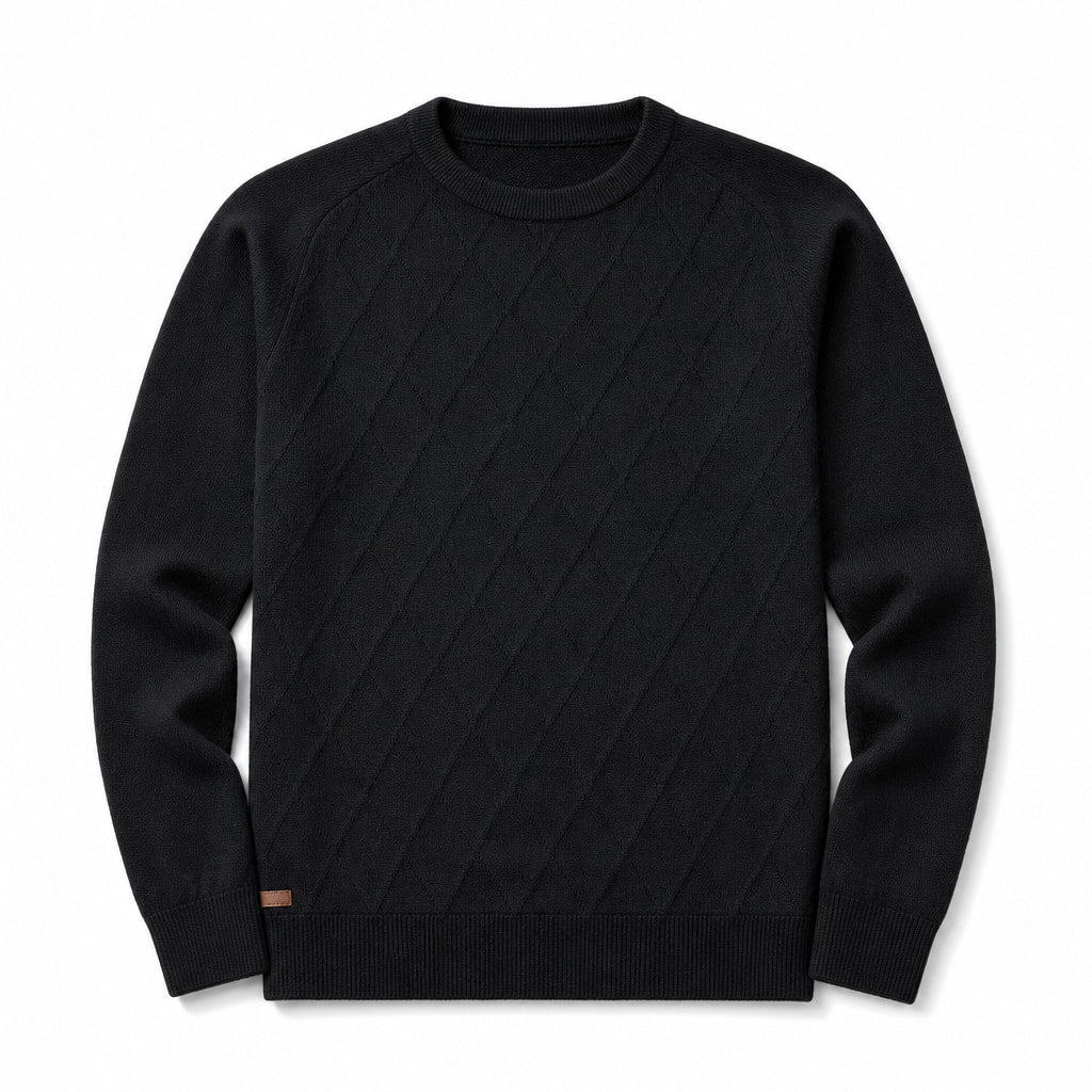 Cardigan Knit Pullover Relaxed Fit Black – Product Photo