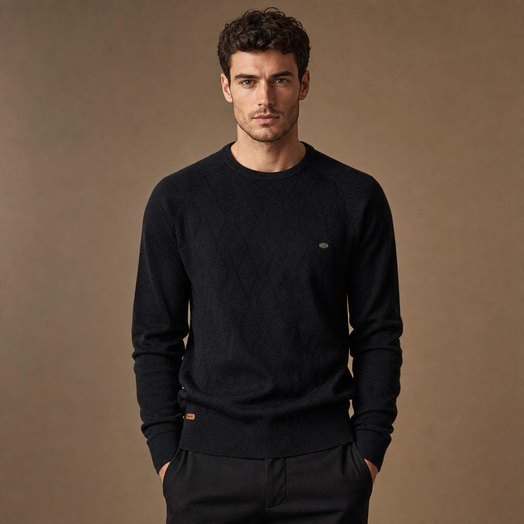 Cardigan Knit Pullover Relaxed Fit in Black – Tarlano Premium Menswear
