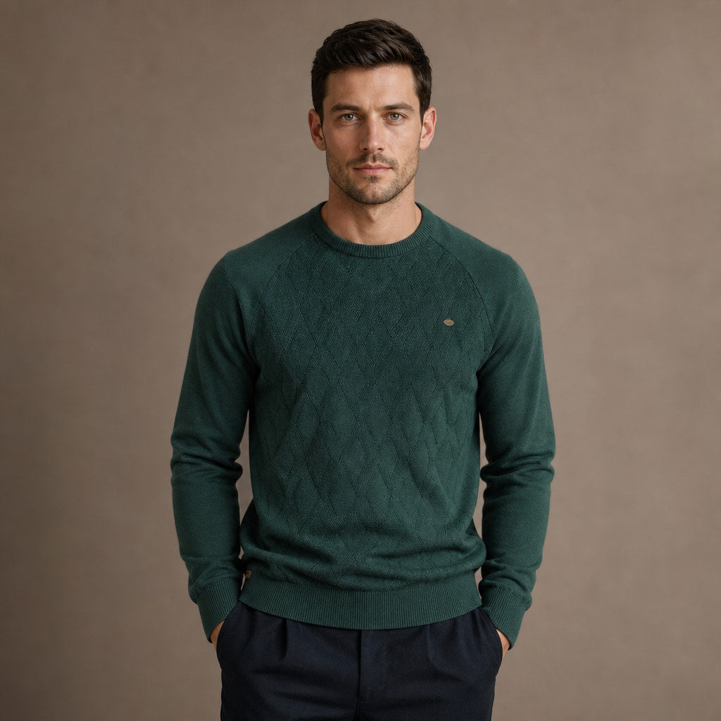Cardigan Knit Pullover Relaxed Fit in Green – Tarlano Premium Menswear