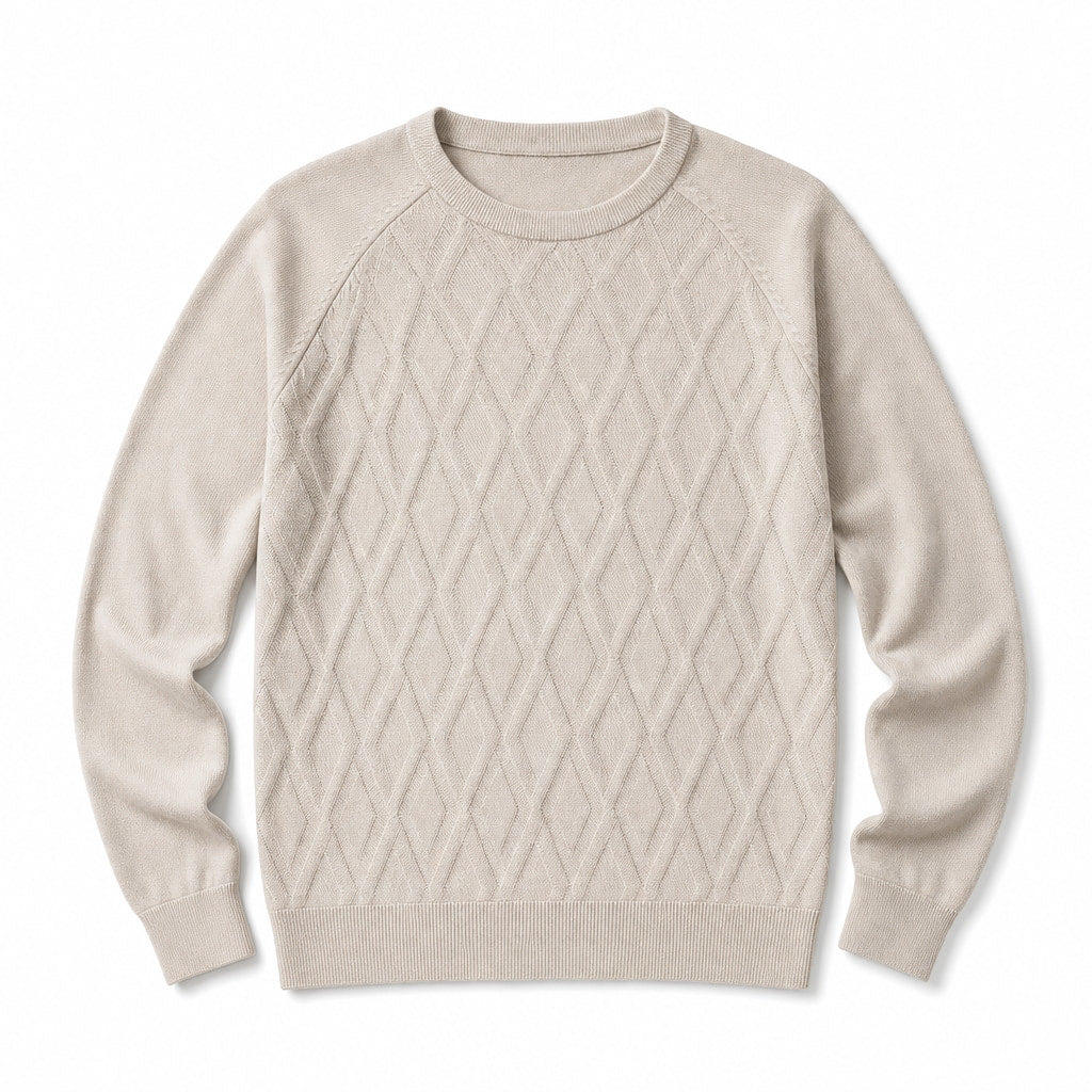 Cardigan Knit Pullover Relaxed Fit Khaki – Product Photo