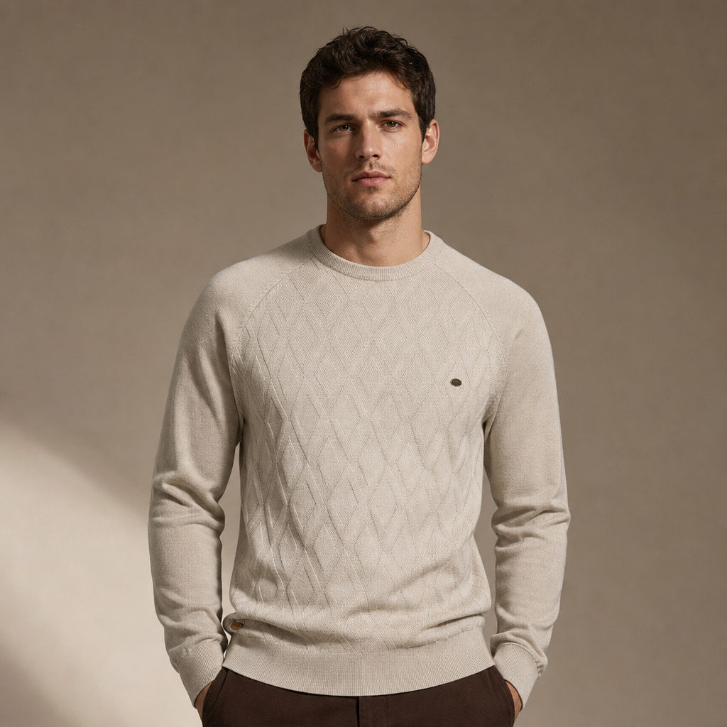 Cardigan Knit Pullover Relaxed Fit in Khaki – Tarlano Premium Menswear