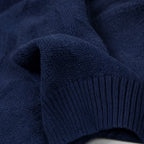 Cardigan Knit Pullover Relaxed Fit Navy Blue – Fabric and Detail Close-Up