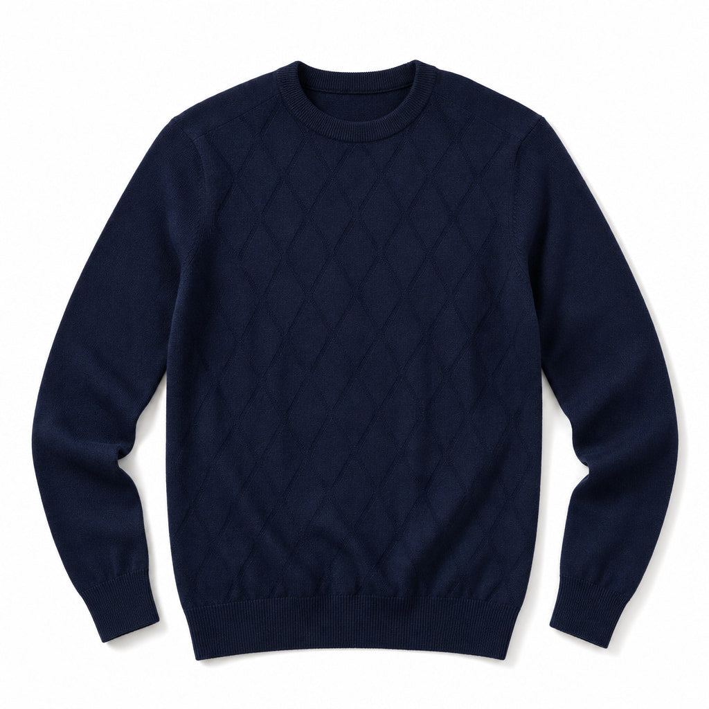 Cardigan Knit Pullover Relaxed Fit Navy Blue – Product Photo