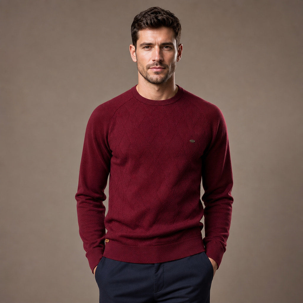Cardigan Knit Pullover Relaxed Fit in Red – Tarlano Premium Menswear