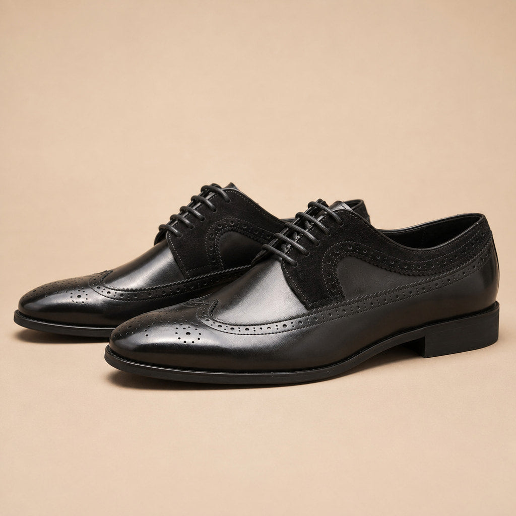 Oxford Shoes Wingtip Leather in Black – Tarlano Premium Menswear