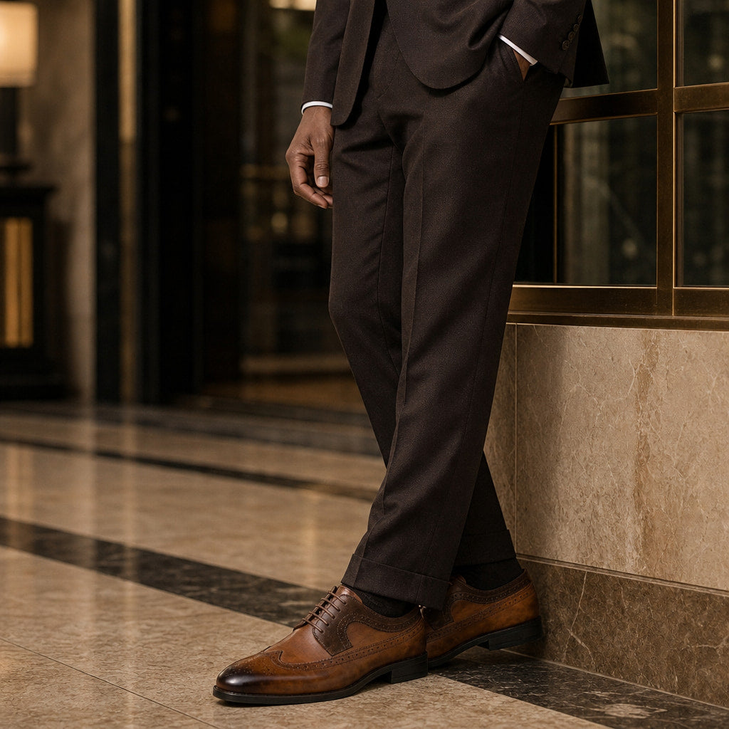 Oxford Shoes Wingtip Leather Brown – Side Angle View
