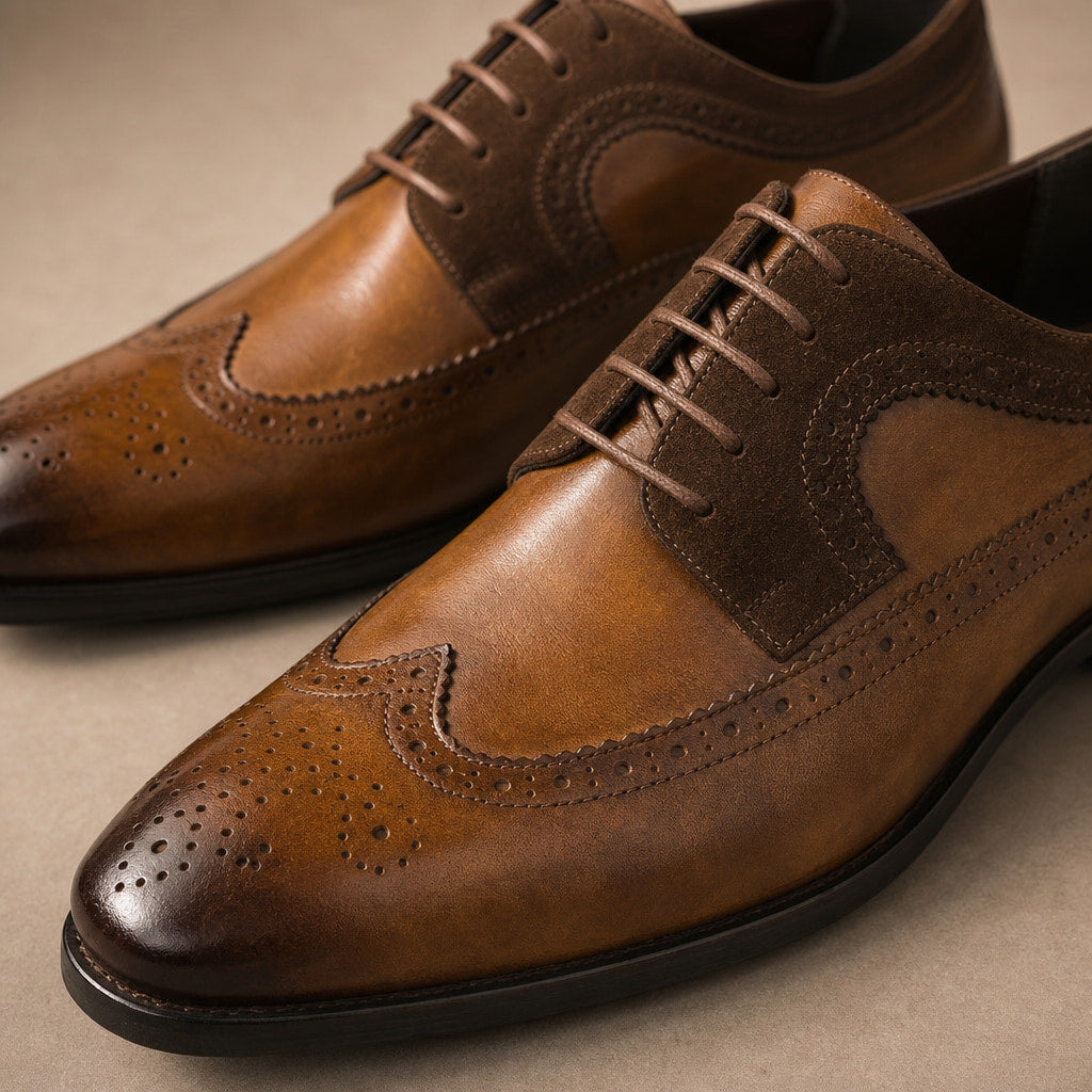 Oxford Shoes Wingtip Leather Brown – Fabric and Detail Close-Up