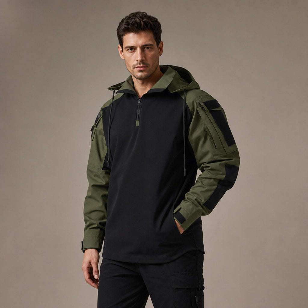 Coat Military Tactical Multi-Pocket Dark Green – Side Angle View