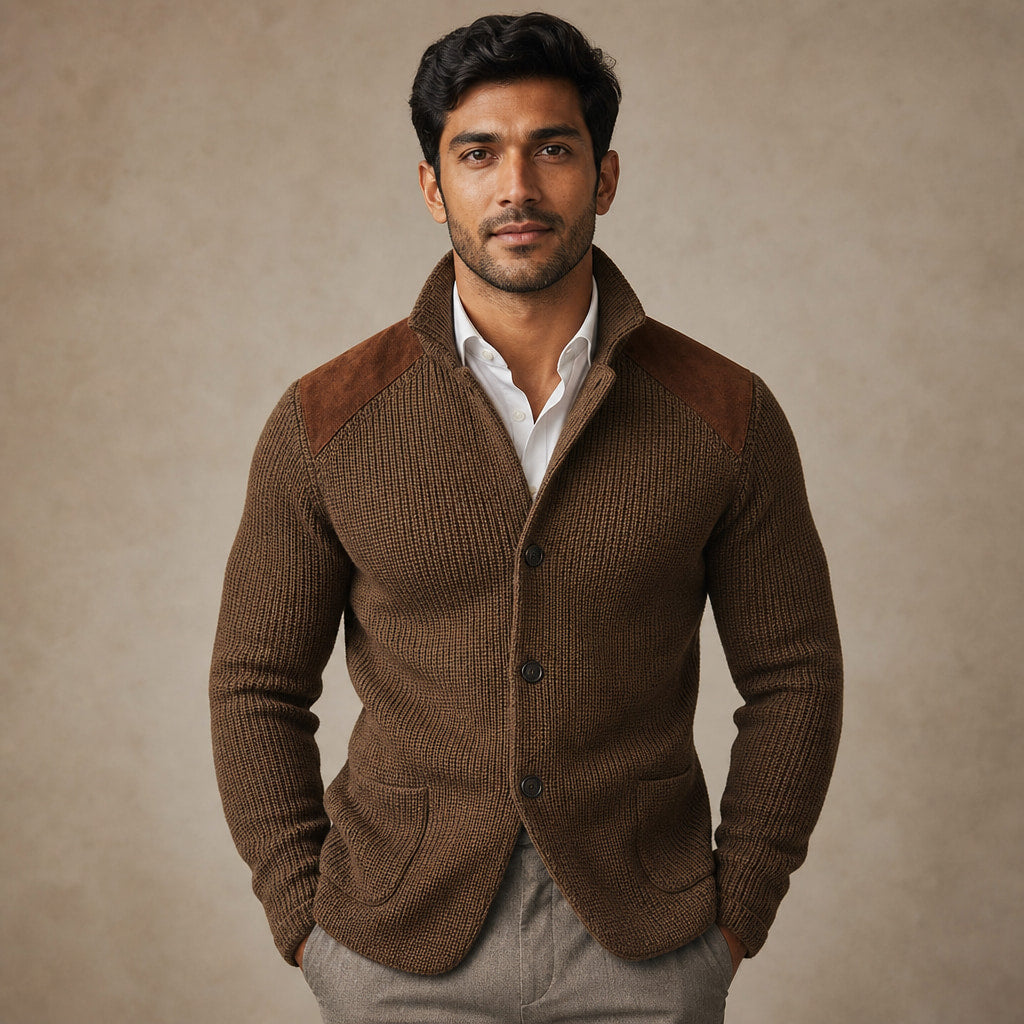 Blazer Knit Structured Relaxed Fit Brown – Product Photo