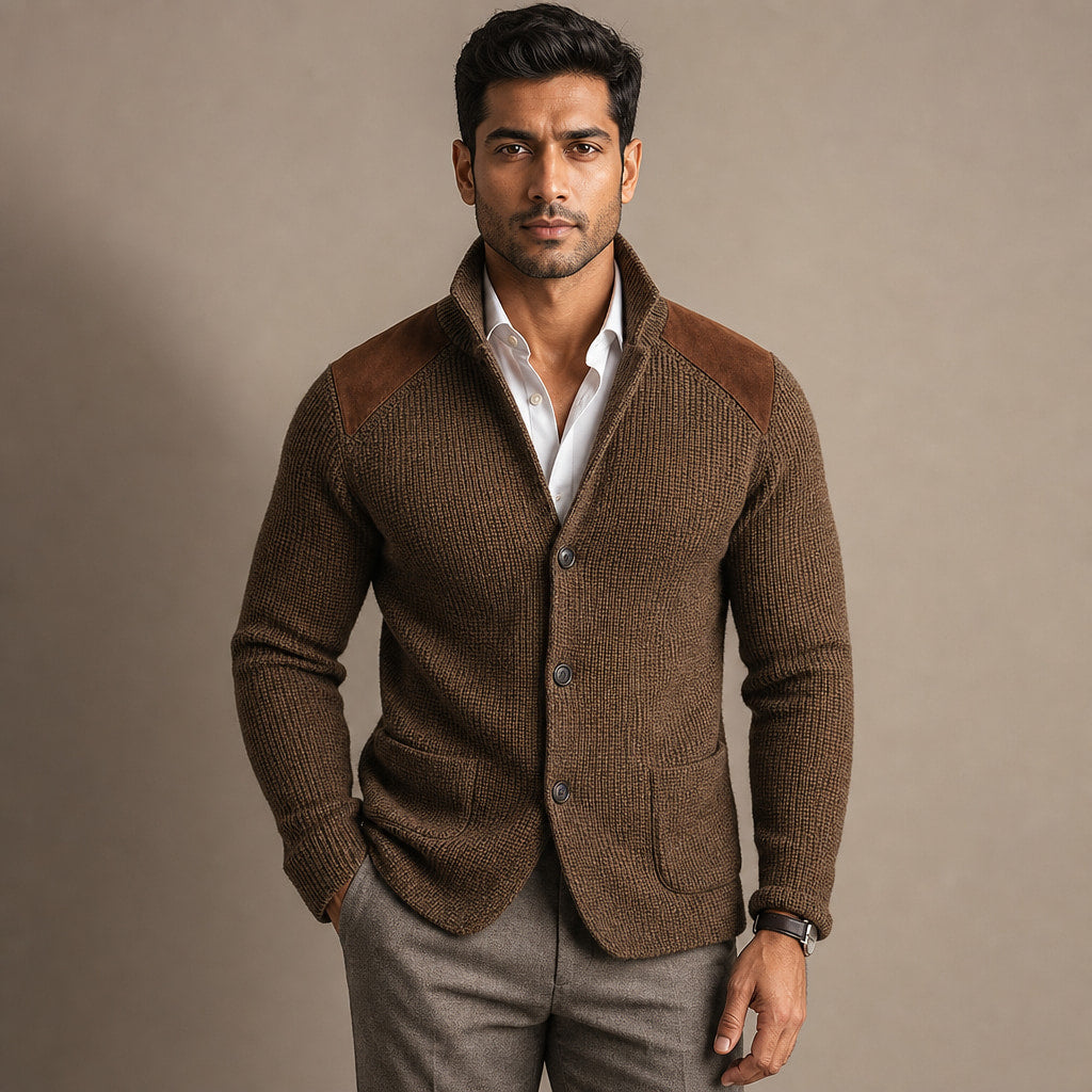 Blazer Knit Structured Relaxed Fit in Brown – Tarlano Premium Menswear