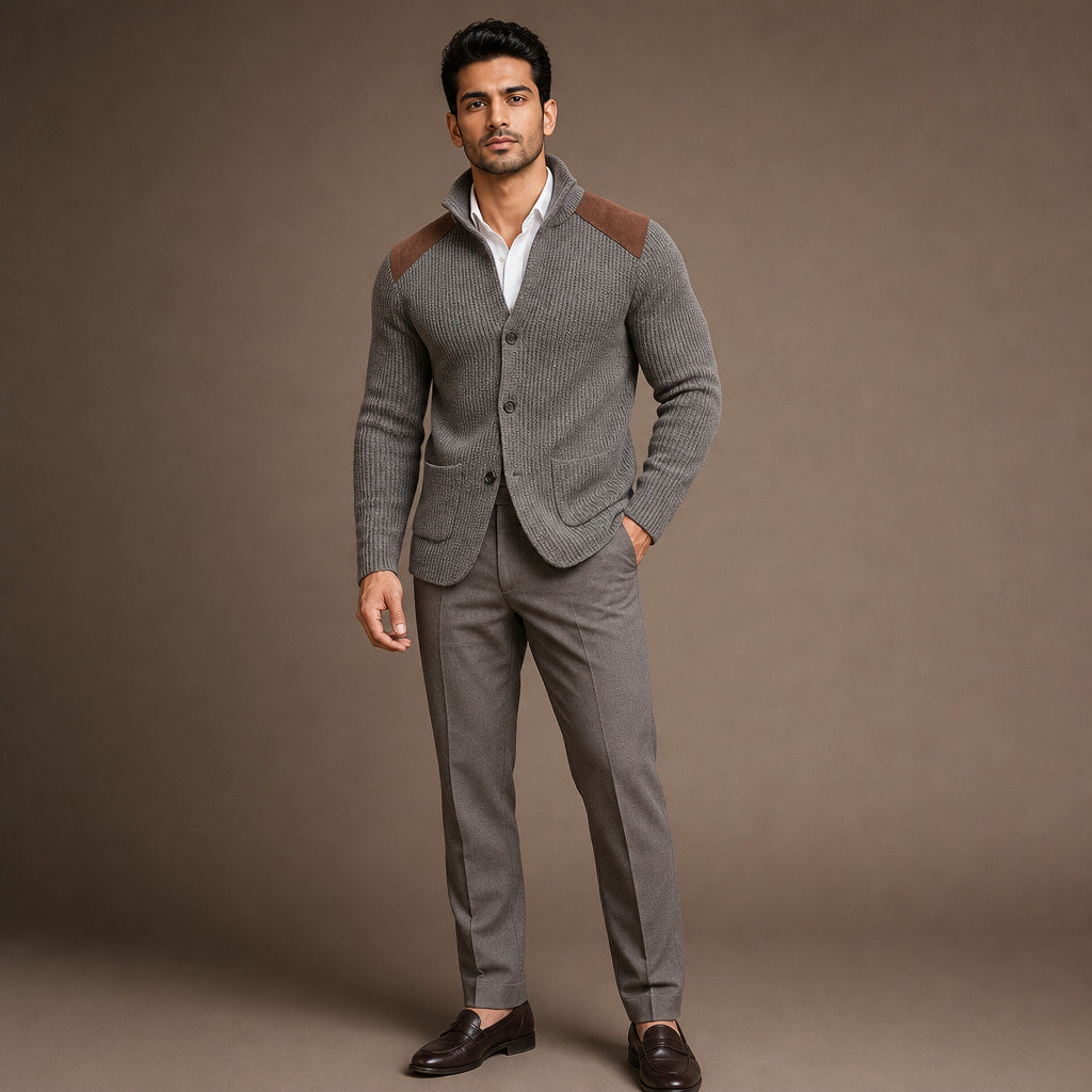Blazer Knit Structured Relaxed Fit Gray – Full Look
