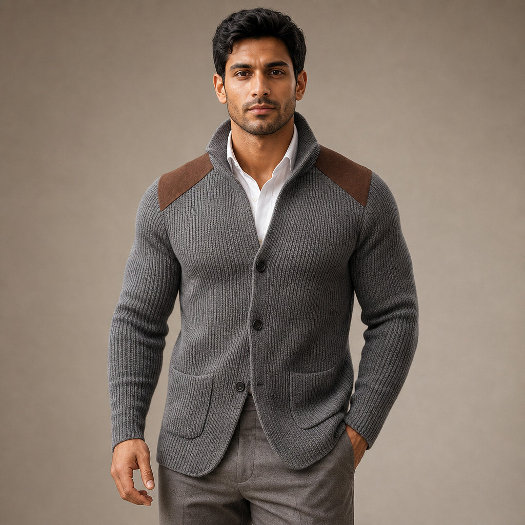 Blazer Knit Structured Relaxed Fit Gray – Product Photo