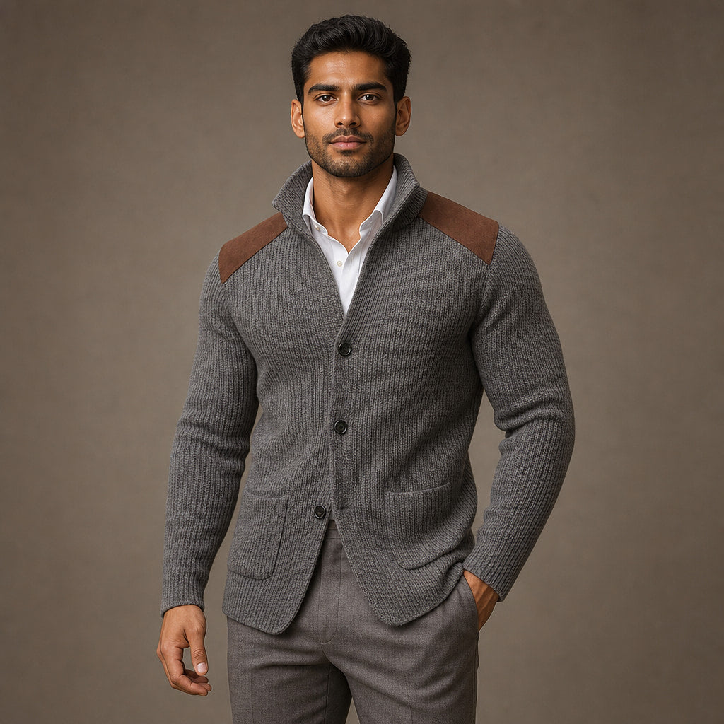 Blazer Knit Structured Relaxed Fit in Gray – Tarlano Premium Menswear
