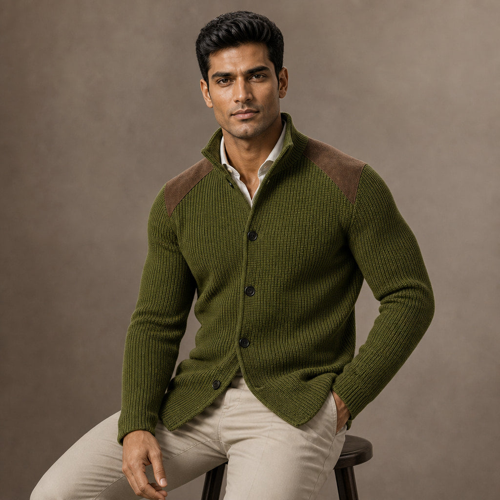 Blazer Knit Structured Relaxed Fit Green – Product Photo