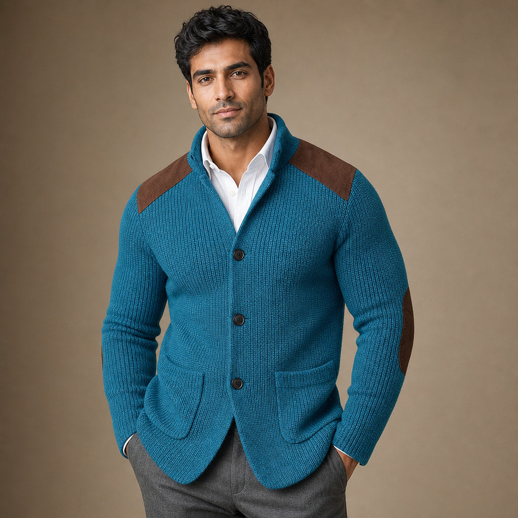 Blazer Knit Structured Relaxed Fit Light Blue – Product Photo