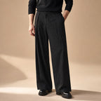 Pinstripe Trousers Wide Leg Black Black – Product Photo